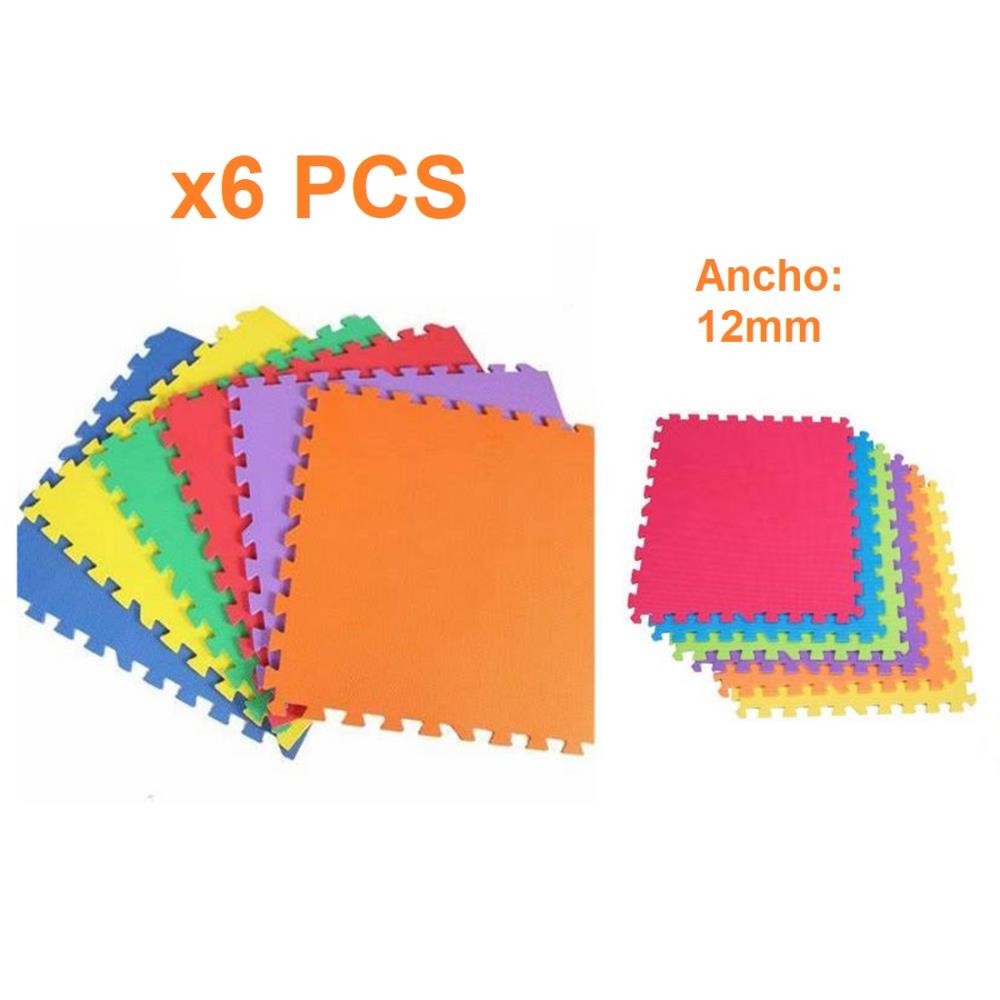 Piso de Goma para Bebes antideslizante 6 Pcs 60x60x1.2cm