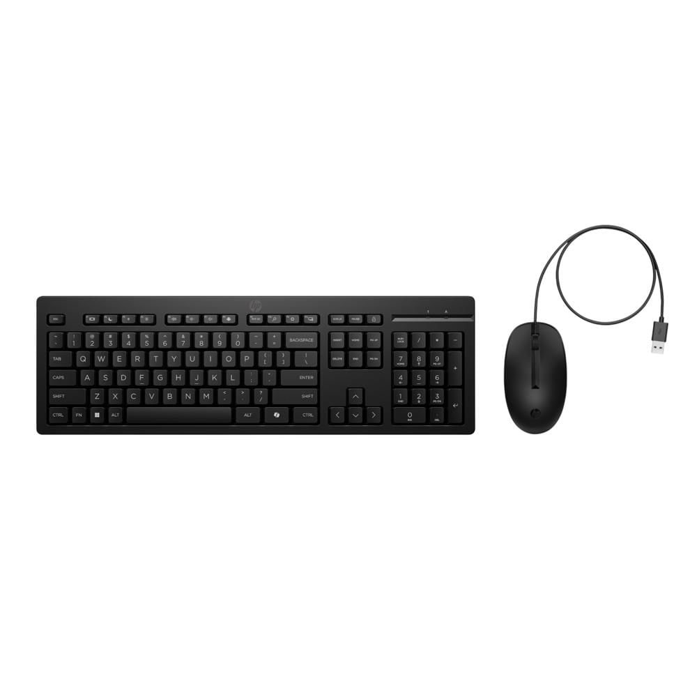 HP Teclado y Mouse 225 con Cable USB Combo Completo Ergonómico y Resistente - AX2Y7AA