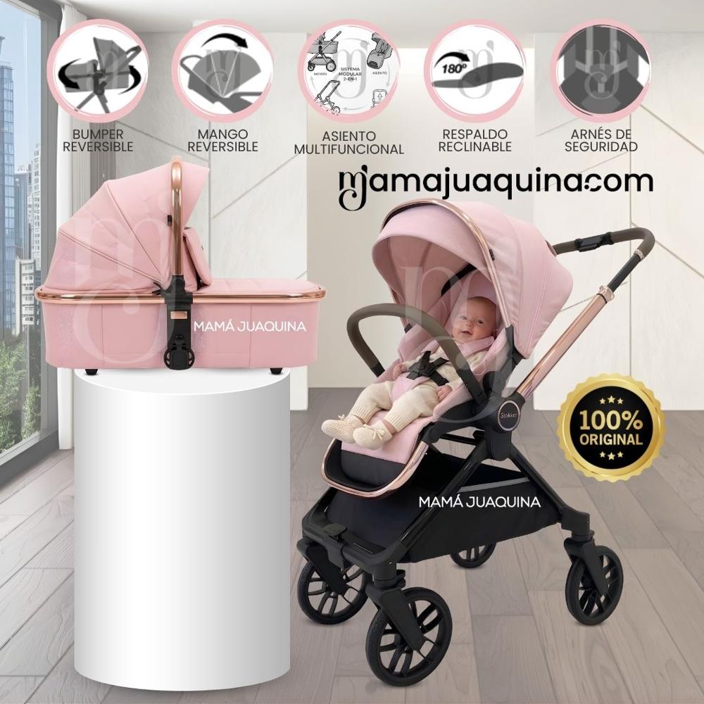 Coche Moisés Travel System HELEN DUO con Sistema Adaptable Pink