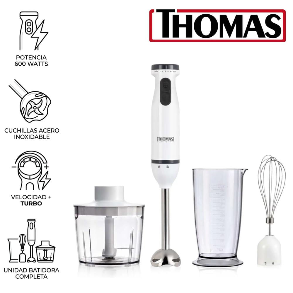 Batidora de Inmersión Thomas TH-8725 600 Watts Regulador de velocidades + TURBO