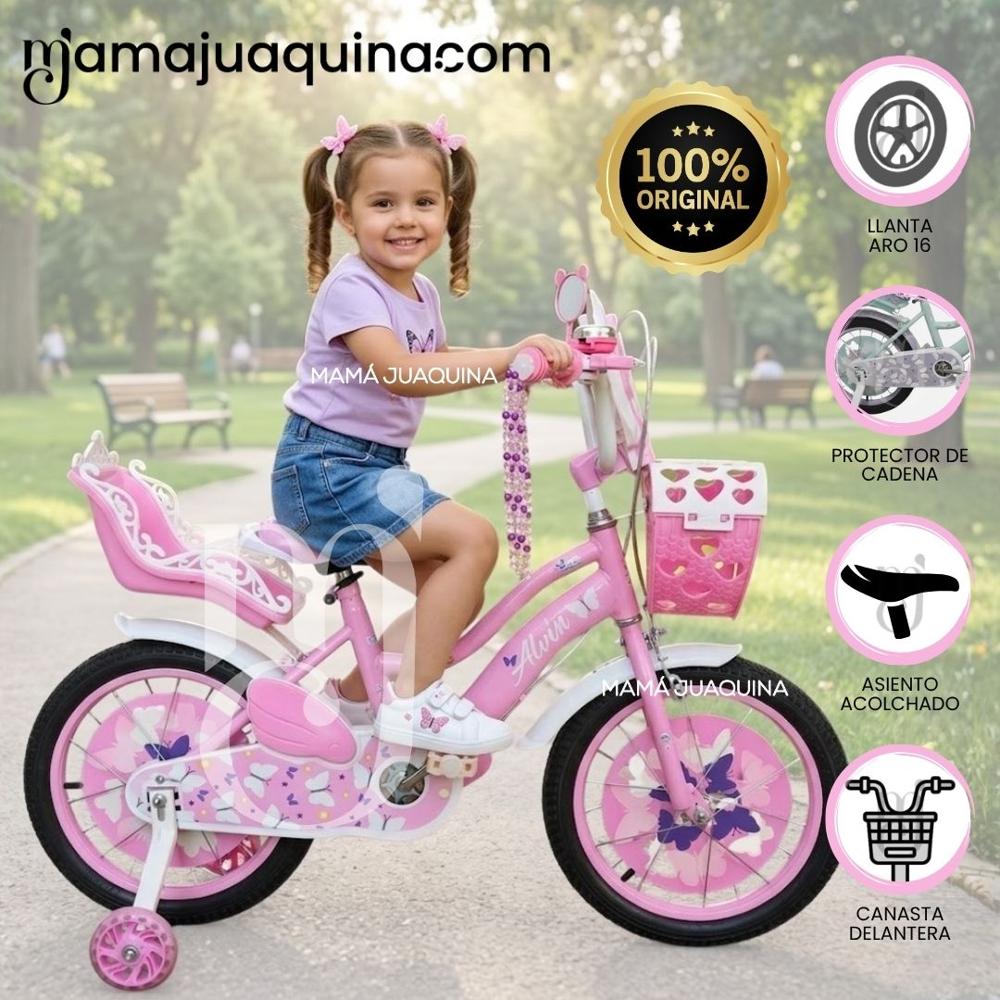 Bicicleta Campera para Niña Aro 16 ALANIS II con Canasta Multi Pink