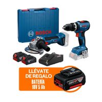Amoladora GWS 18V-8 + Taladro GSB 18V-65 + 1 Batería 5 Ah Bosch