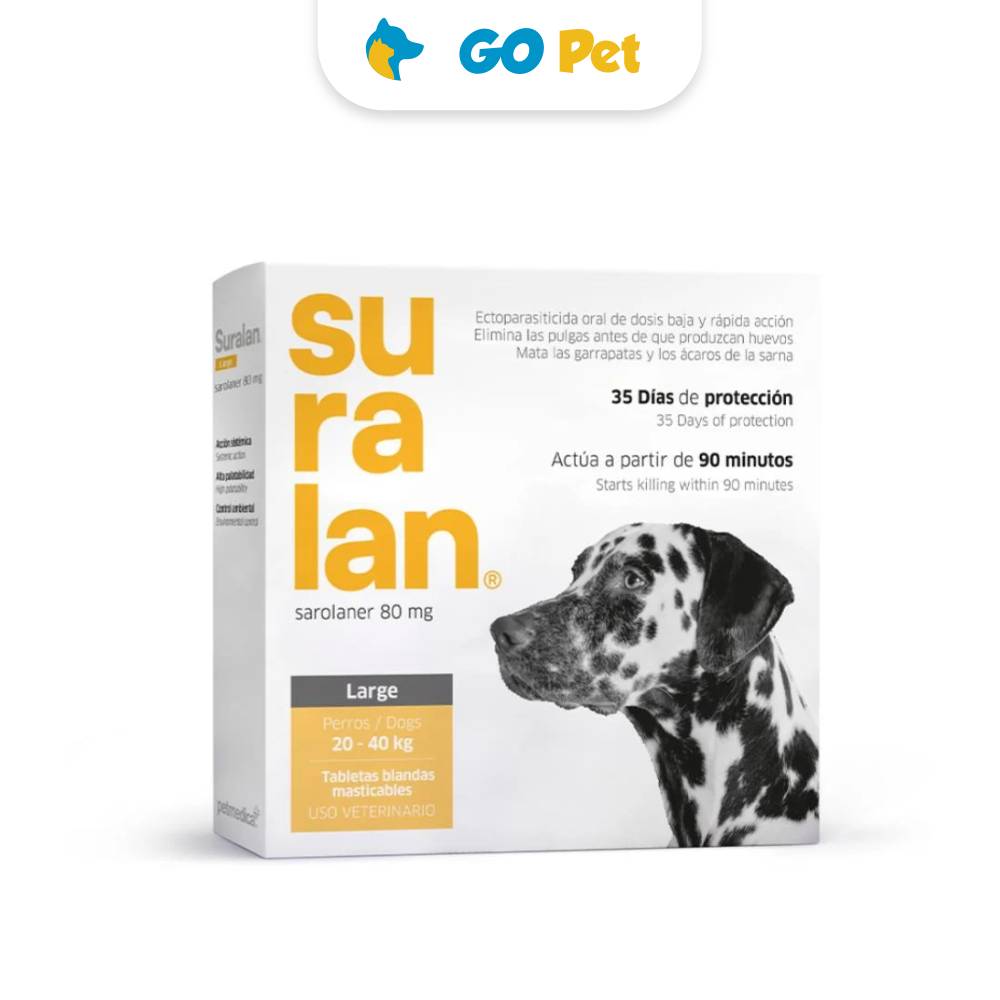 Suralan Large (20 a 40 Kg) x 1 Tab - Antipulgas y Antiparasitario para Perros