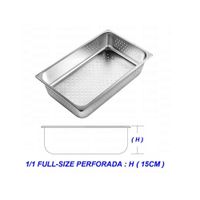 BANDEJA GASTRONÓMICA PERFORADA DE ACERO 53 cm x 32.5 x 15 cm