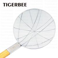 COLADOR DEALAMBRE DE ACERO INOX CON MANGO DE MADERA DE 28 CM