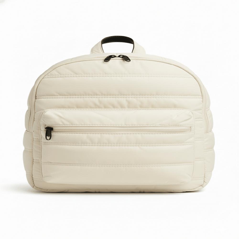 MOCHILA PUFFER LIDIA COMODIDAD Y FUNCIONALIDAD-Crema