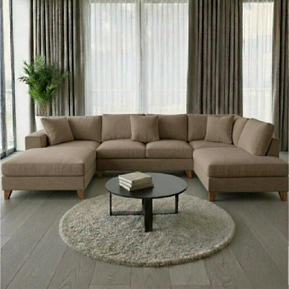 Seccional Chaska Beige Oscuro Patas de Madera