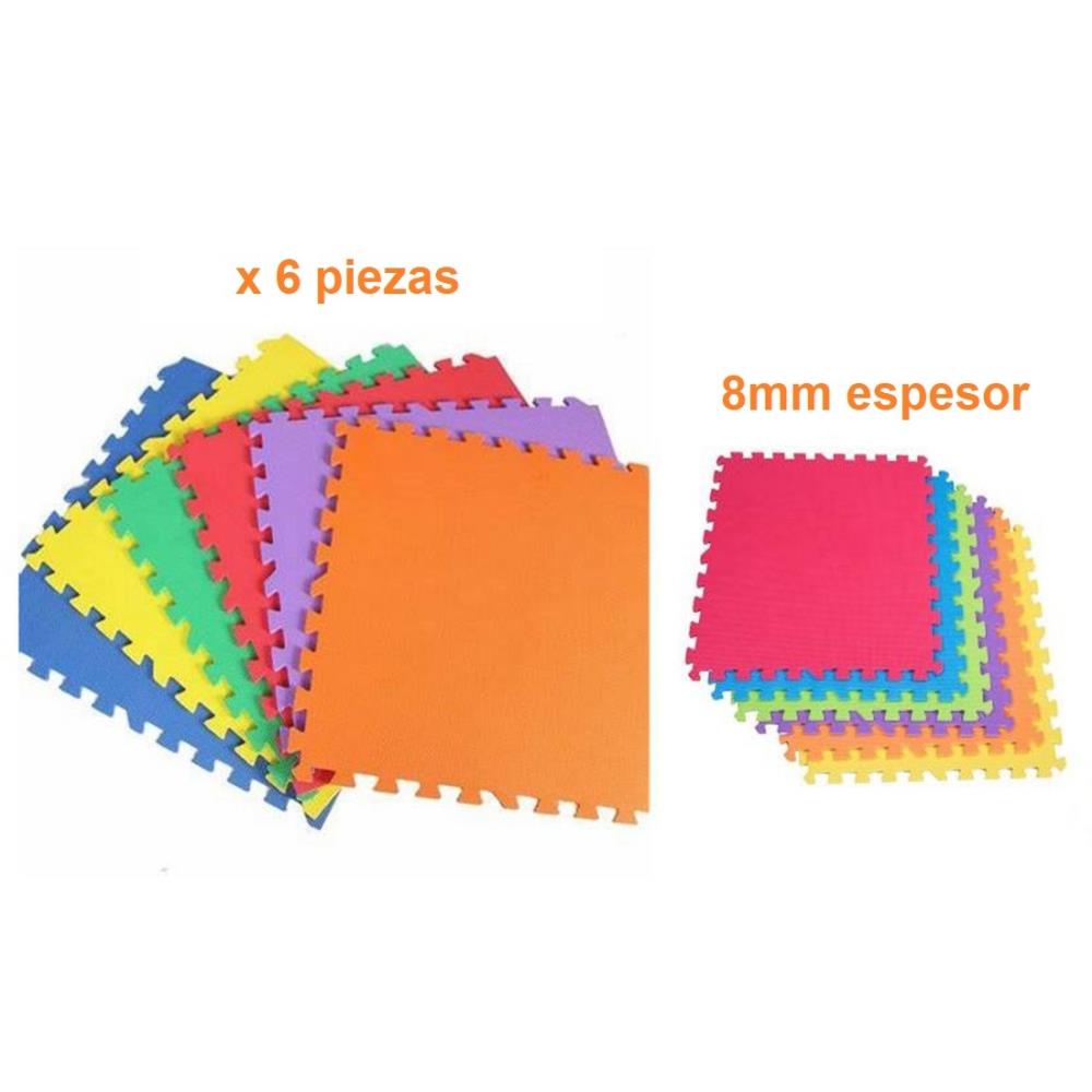 Piso de Goma EVA para Bebes 6 Piezas de 60x60x0.8cm