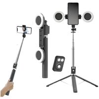 Selfie Stick Tripode con 2 aros de Luz Led