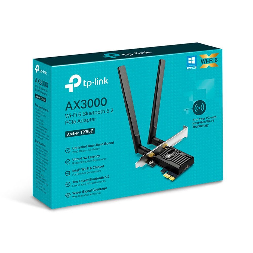 Adaptador TP-LINK AX3000 Archer TX55E PCI-E WiFi 6 Potencia Bluetooth 5.2