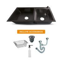 Lavadero premium De Acero Inox. Black Doble Poza CAcces. 78X43X23Cm  Fratelli
