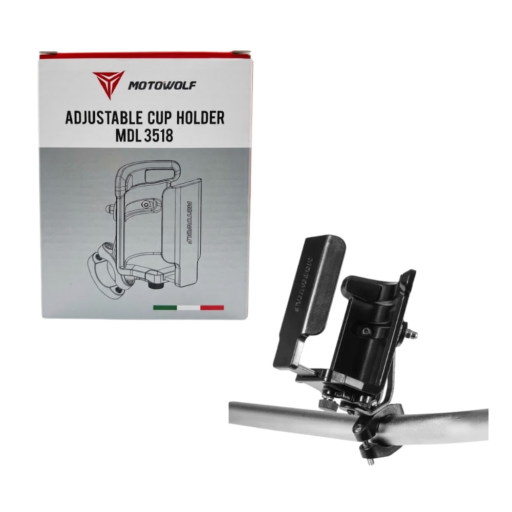 Soporte Porta Botella de Policarbonato para Manillar de Moto y Bicicleta Motowolf MDL3518SBJGJ