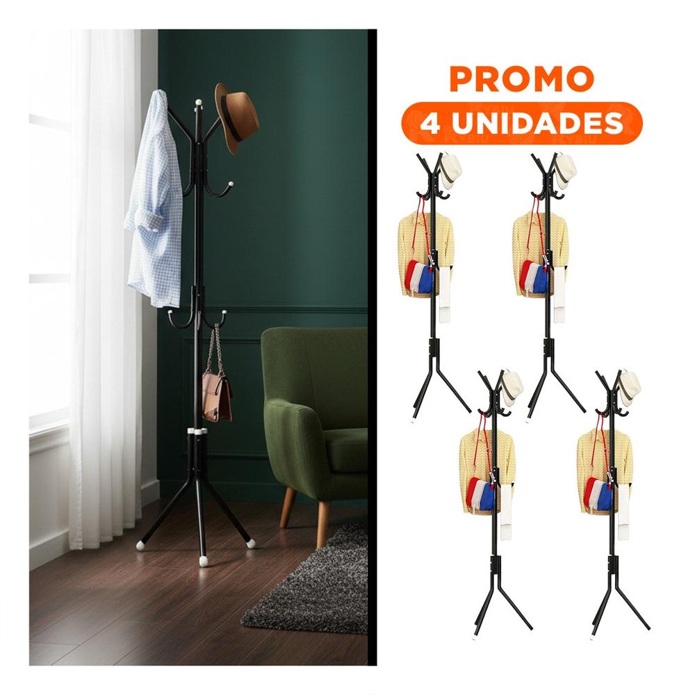 Pack4 Columna Multiuso 175x45cm para Ropa y Accesorios en Hogar Negro Y+Regalo Sticker