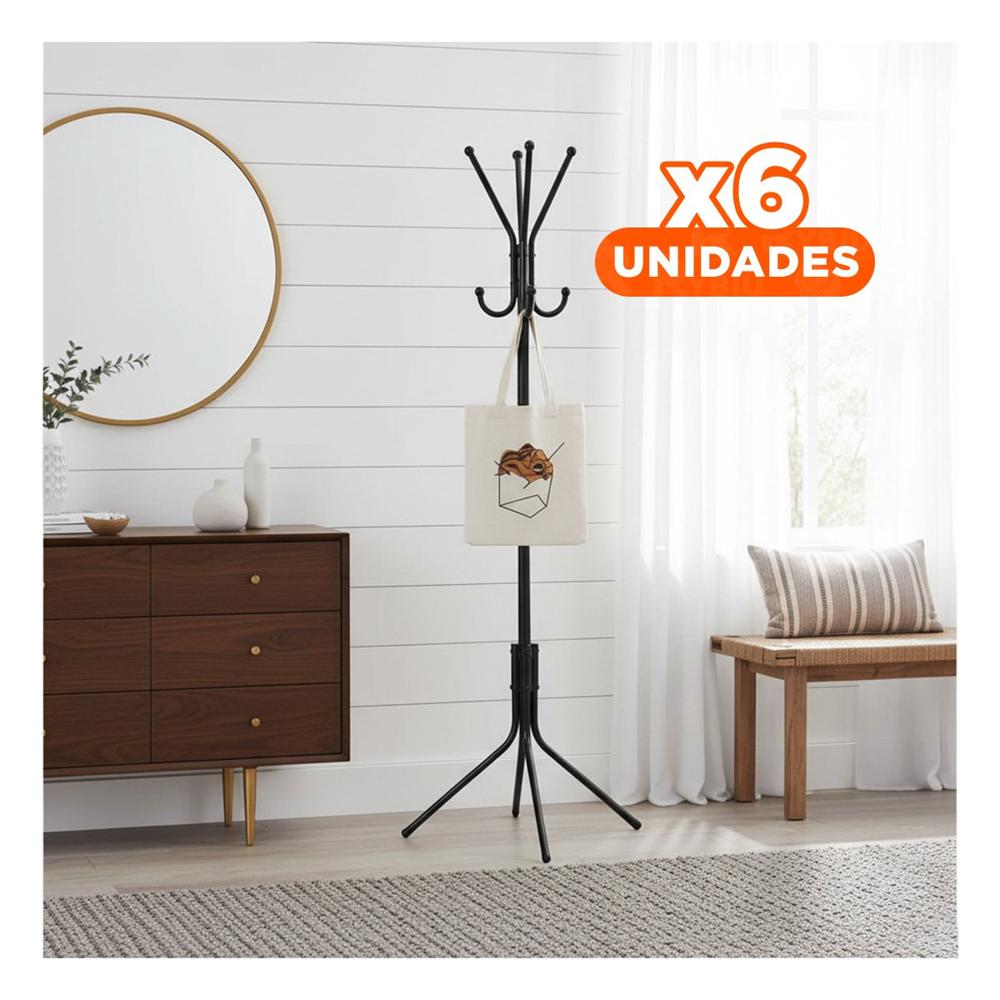 Pack6 Modulo Colgante Multiuso 175x45cm para Colgar Ropa de Uso Diario Negro Y+Regalo Sticker