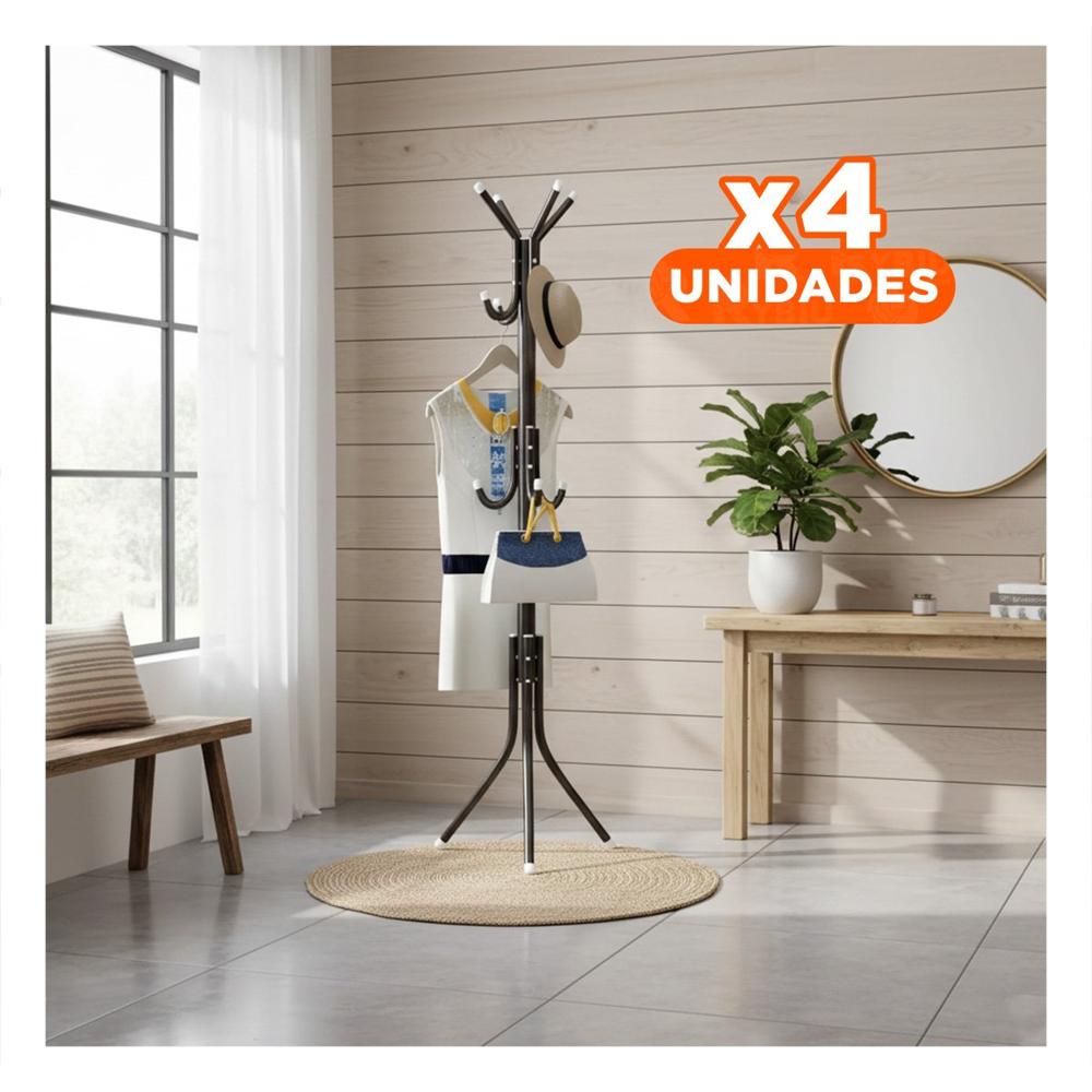 Pack4 Columna Multiuso 175x45cm para Colgar Ropa de Uso Diario Negro