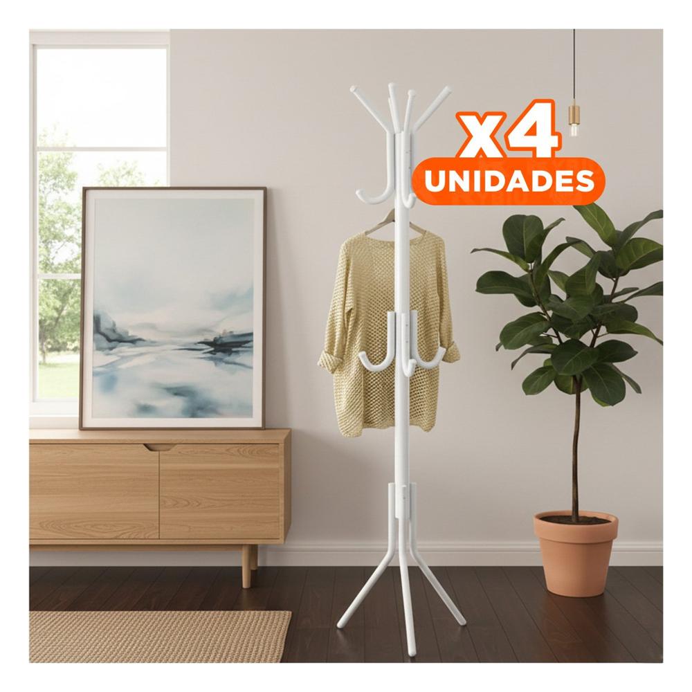 Pack4 Columna Multiuso 175x45cm para Colgar Ropa Diario Blanco