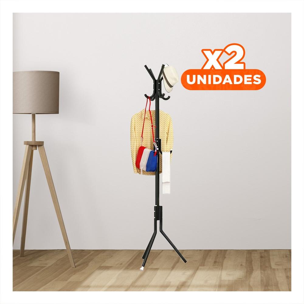 Pack2 Columna Multiuso 175x45cm para Ordenar Prendas en Casa Negro Y+Regalo Sticker