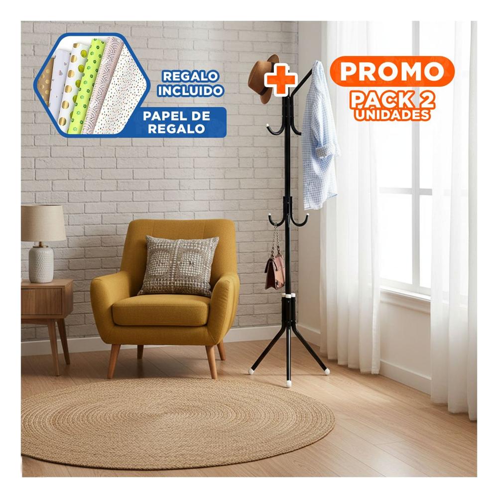 Pack2 Columna Multiuso 175x45cm para Organizar Ropa en Hogar Negro Y+Papel Regalo