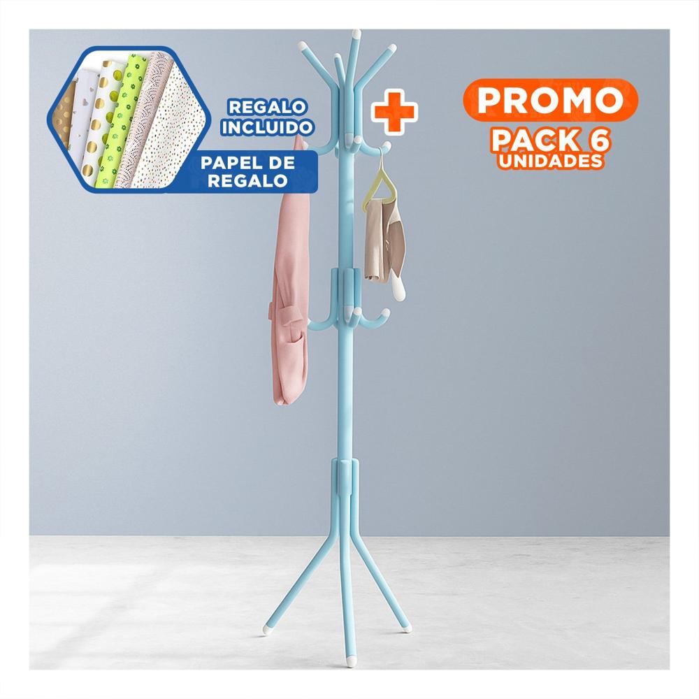 Pack6 Modulo Colgante Multiuso 175x45cm para Ordenar Prendas en Casa Celeste Y+Papel Regalo
