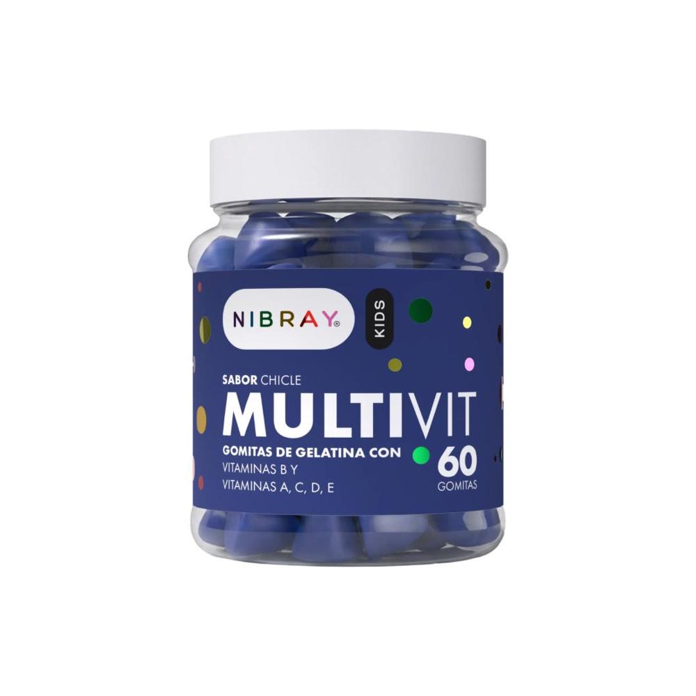 Multivitamínico B1 B2 B6 B9 B12 A D C y E 60 Gomitas Nibray Kids