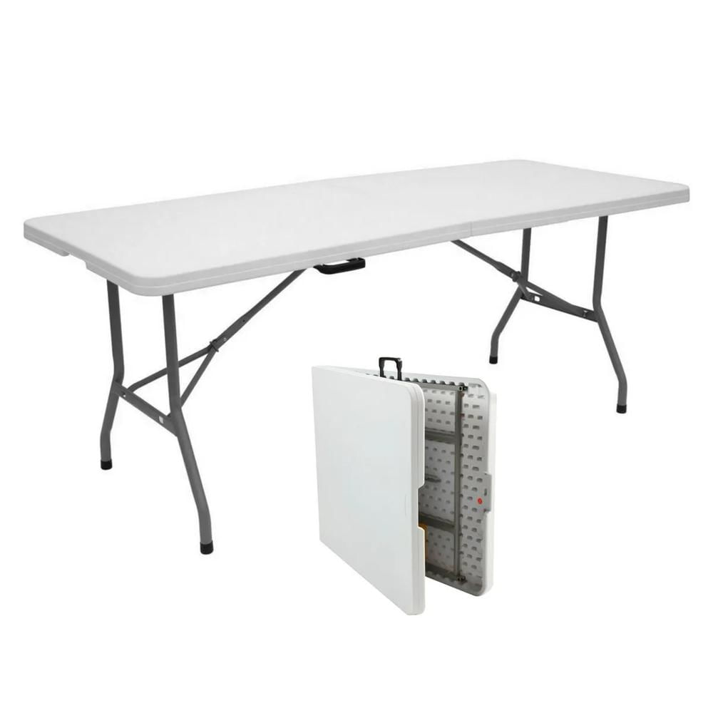 Mesa Plegable Rectangular Blanco 180x76x74 Cm