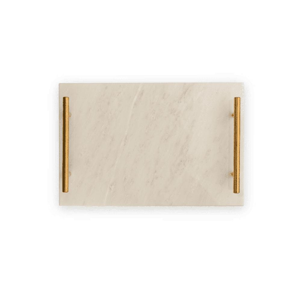 Bandeja Premium para Servir de Mármol Natural con Asas Metálicas