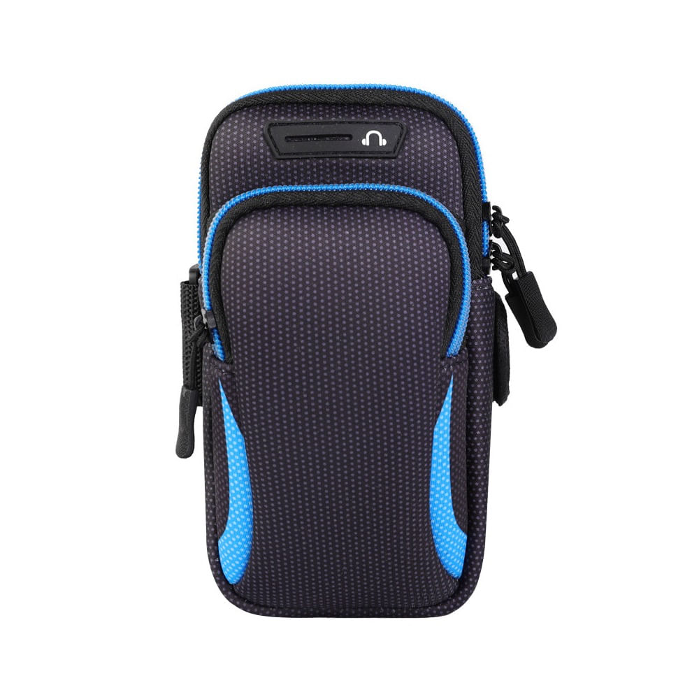 Bolso Porta Celular Deportivo Brazo Brazalete con Correa Cel Borde Azul