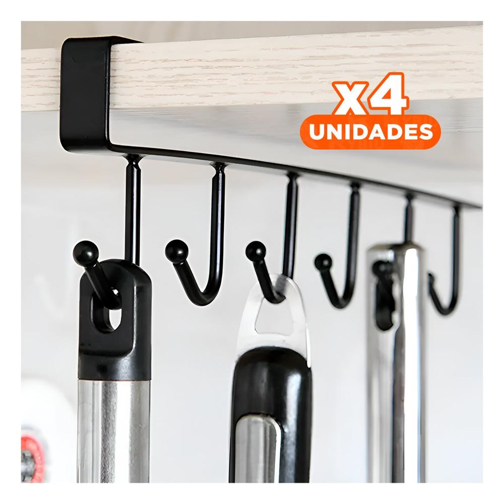 Pack4 Elemento Practico 6x1 Color Negro de Uso Simple para toda la Familia