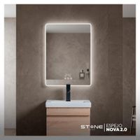 Espejo Redondo Led Táctil Nova 70X50CM cm Stone (Con reloj y sensor)