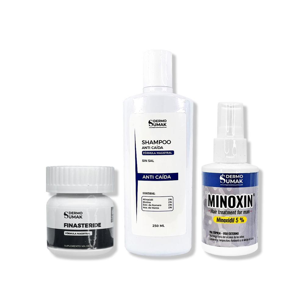 Capsulas Finasteride 1Mg + Shampoo Anticaida 250Ml + Locion Minoxin Capsulas Finasteride 1Mg + Shampoo Anticaida 250Ml + Locion Minoxin