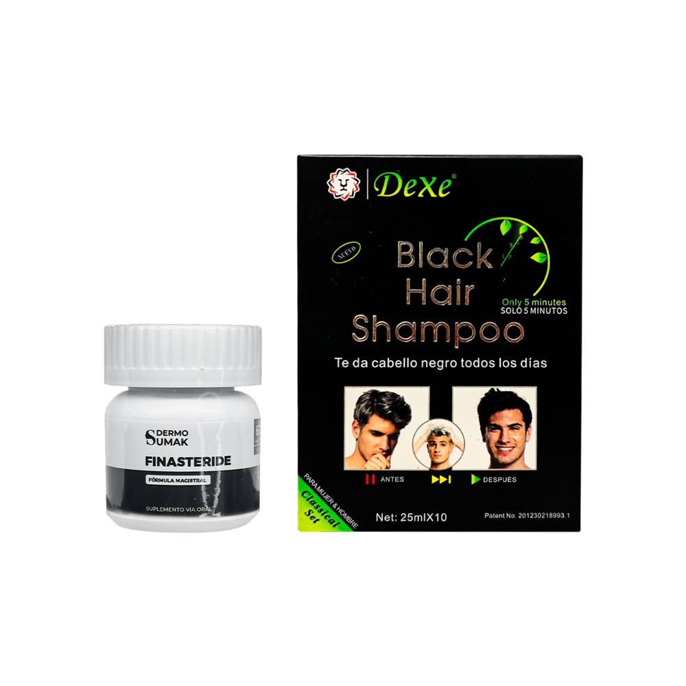 Capsulas Finasteride 1Mg + Shampoo Cubre Canas Negro Dexe Capsulas Finasteride 1Mg + Shampoo Cubre Canas Negro Dexe