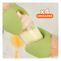 Pack4 Manos Protectores de Silicona Verde para Uso Diario en Casa 7,3x9,5cm Y+Papel Regalo