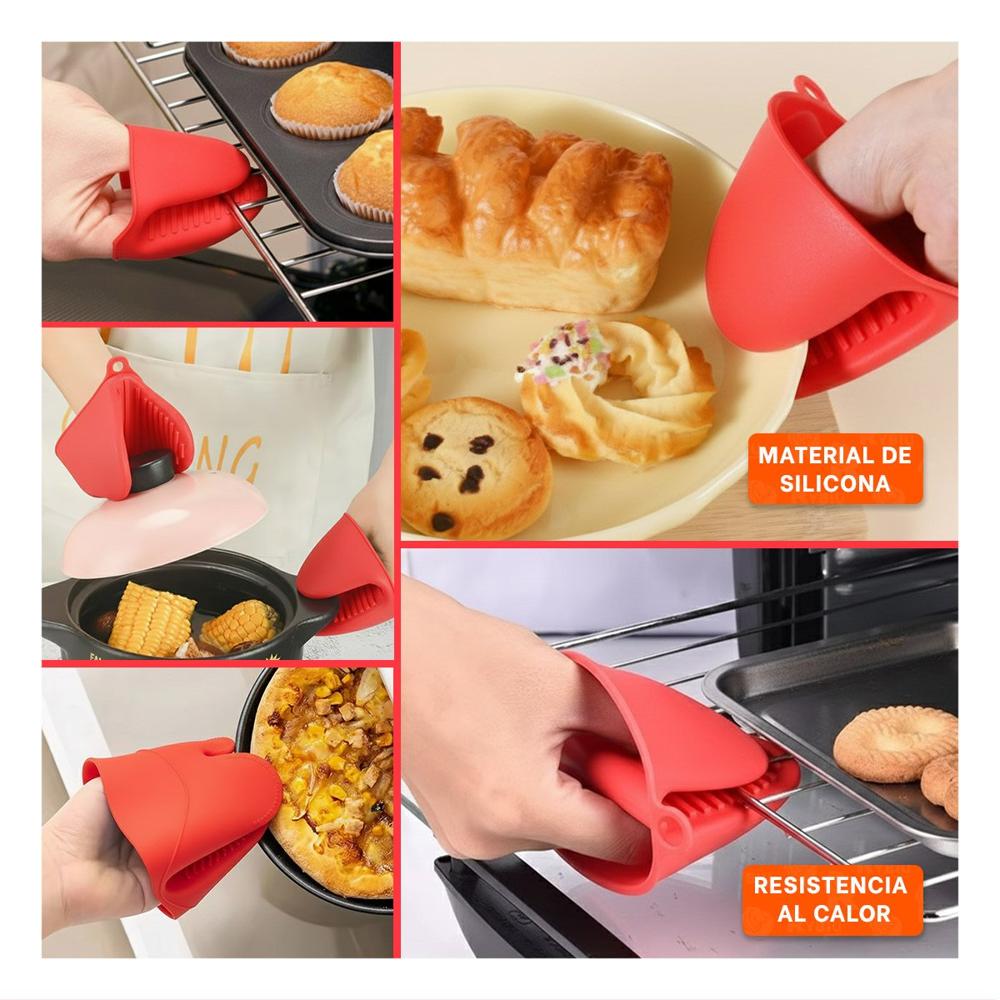 Cubiertos Protectores de Silicona Rojo para Preparar Comida 7,3x9,5cm