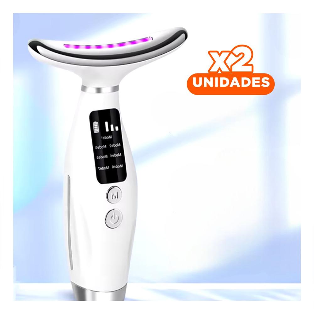 Pack2 Herramienta Facial 7 Modos de Color Terapia Suave Blanco Uso Diario Y+Papel Regalo