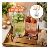 Pack4 Contenedor Doble Transparente 2,2L Bebida para Fiesta y Reuniones Y+Papel Regalo