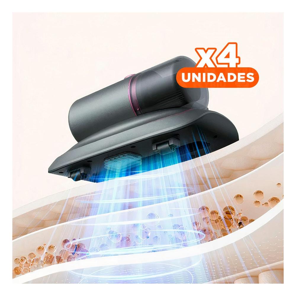 Pack4 Equipo Portatil para Acaros en Plomo y Fucsia con Uso Facil en Hogar Y+Papel Regalo