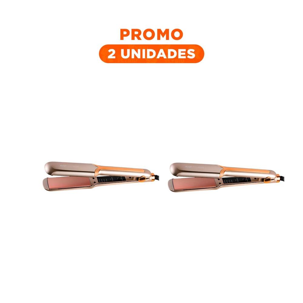 Pack2 Plancha Capilar con Placas Lisas para Acabado Suave y Brillo Dorado