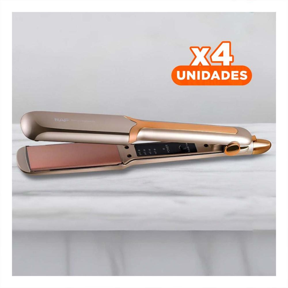 Pack4 Plancha Capilar Funcional para Cuidado Personal Dorado Y+Papel Regalo