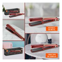 Alisadora de Cabello Practica para Estilo Liso y Natural Rojo Casa Y+Ligas Regalo