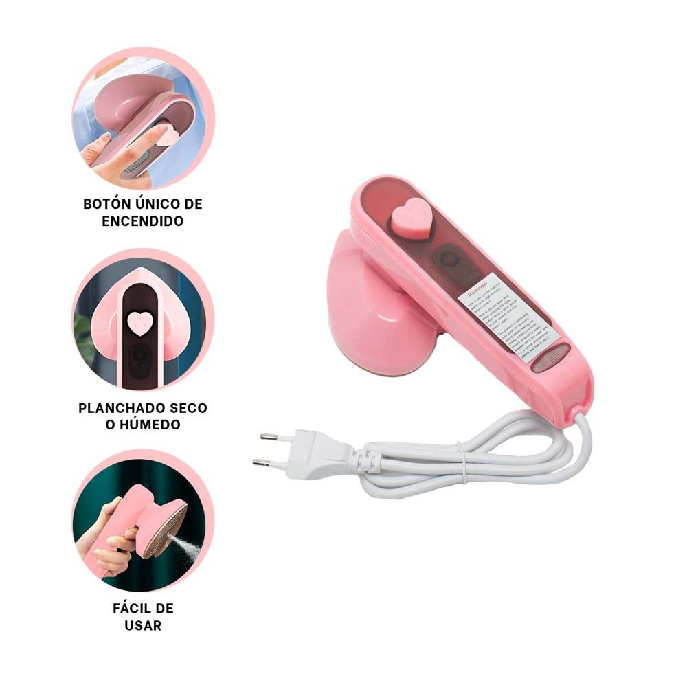 Mini plancha a vapor corazon compacta para ropa y detalles finos en casa Y+Ligas Regalo