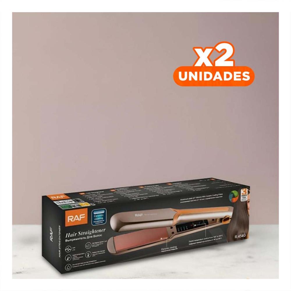 Pack2 Plancha Capilar de Calor Estable para Peinado Diario Dorado Y+Papel Regalo