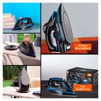 Planchador de Vapor Electrica Negro y Azul Cuidado Diario Ropa en Hogar