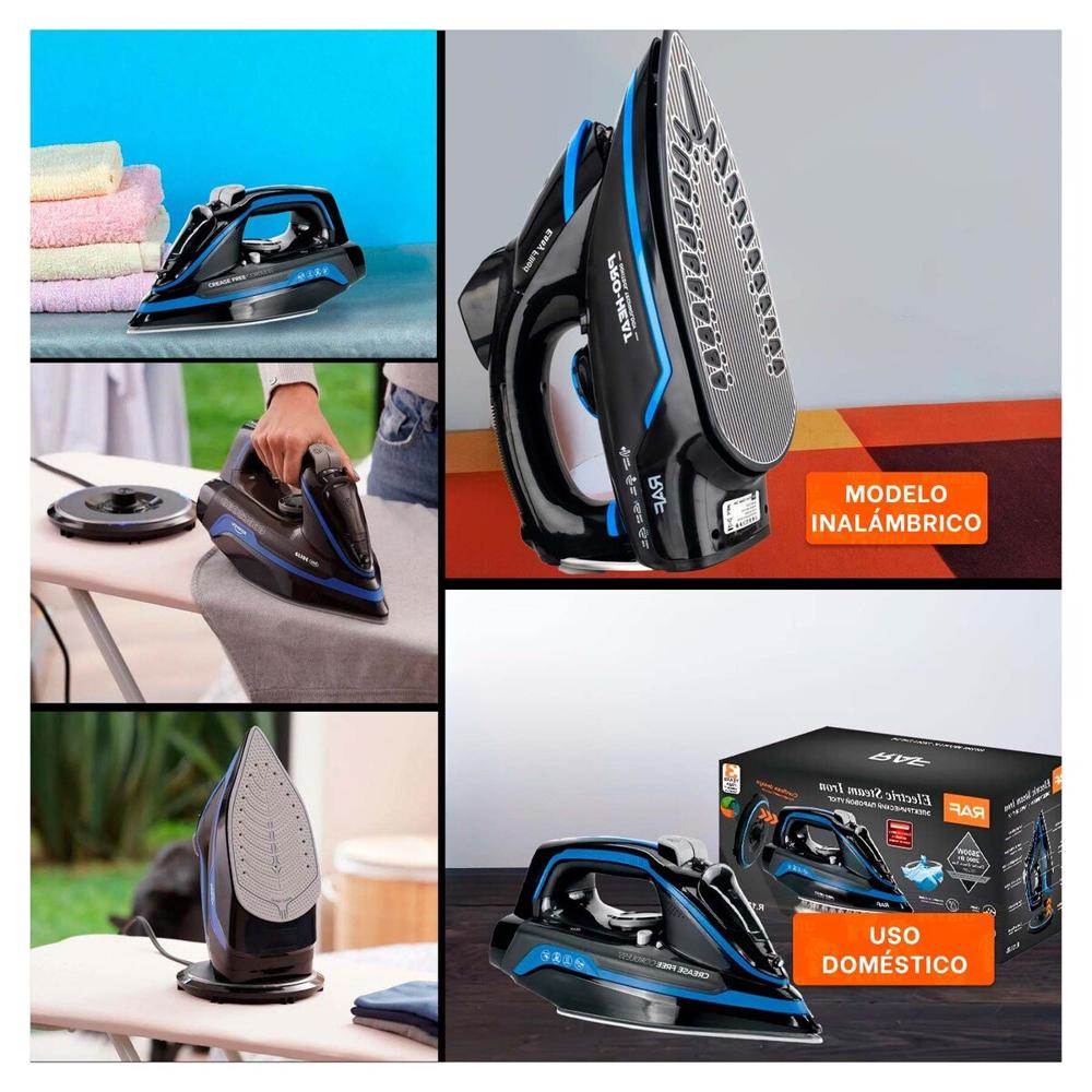 Planchador de Vapor Electrica Negro y Azul Cuidado Diario Ropa en Hogar