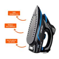 Planchador de Vapor Electrica Negro y Azul Practico Uso Diario en Casa Y+Ligas Regalo