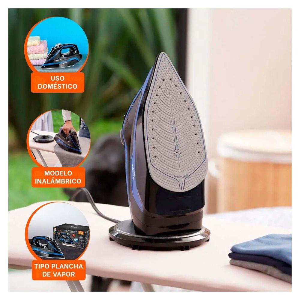 Planchador de Vapor Electrica Negro y Azul Rendimiento Constante Hogar Y+Post It