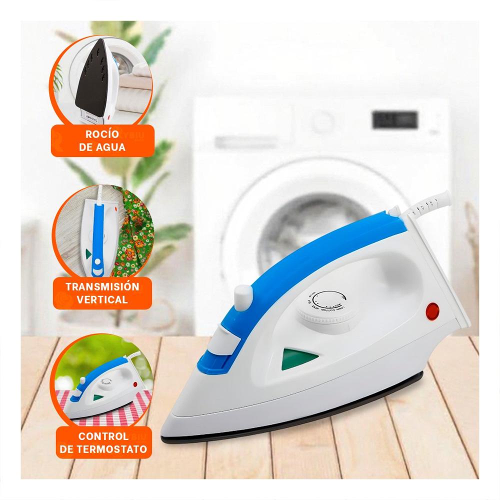 Planchador de Vapor Electrica Blanco y Azul Rendimiento Constante Hogar Y+Post It