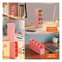 Soporte Inclinado Rosado con Cuatro Espacios para Escritorio de Dimensión 20,5x5x9cm