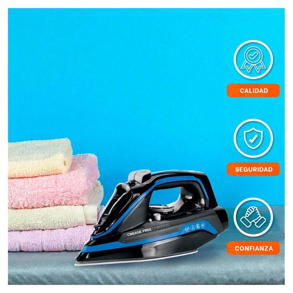 Planchador de Vapor Electrica Negro y Azul Uso Hogar Diseno Moderno Actual Y+Papel Regalo