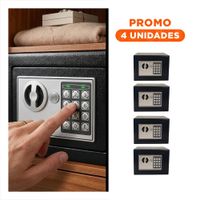 Pack4 Cofre Negro 23x17x17cm para Guardado de Objetos y Dinero en Oficina Y+Regalo Sticker