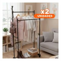 Pack2 Soporte Negro Doble De Ropa Moderno y Funcional Y+Regalo Sticker